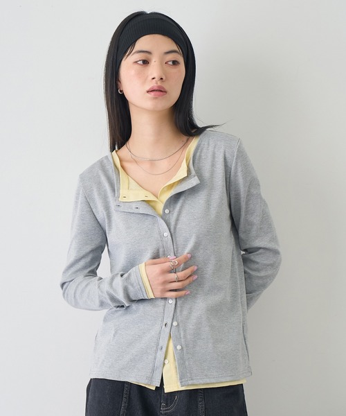 NOGLE(ノグル)の「【NOGLE/ノグル】レイヤードバイカラーカーディガン(カーディガン/ボレロ・レディース・レッド/ネイビー/チャコールグレー/グレー・FREE)」の17枚目の写真