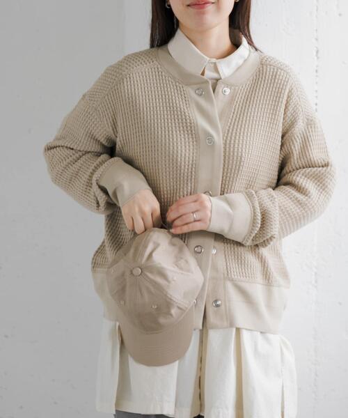 FORK&SPOON（フォークアンドスプーン）の「FORK&SPOON　ワッフルカーディガン（カーディガン/ボレロ・レディース・ベージュ/ミント/ネイビー・1）」の2枚目の写真