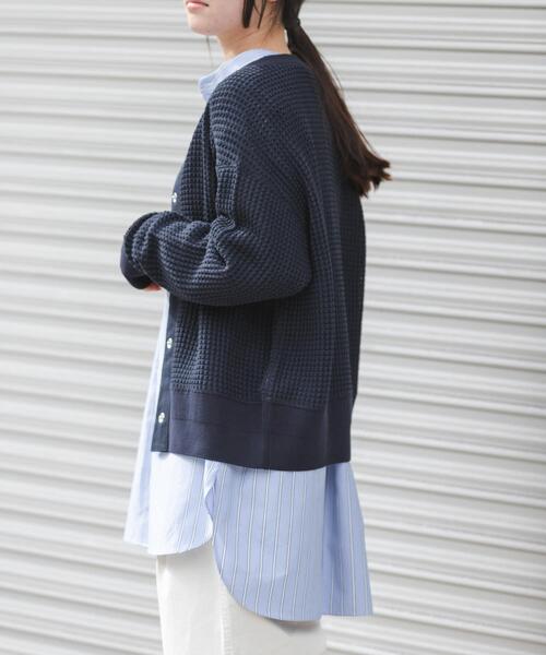 FORK&SPOON（フォークアンドスプーン）の「FORK&SPOON　ワッフルカーディガン（カーディガン/ボレロ・レディース・ベージュ/ミント/ネイビー・1）」の4枚目の写真