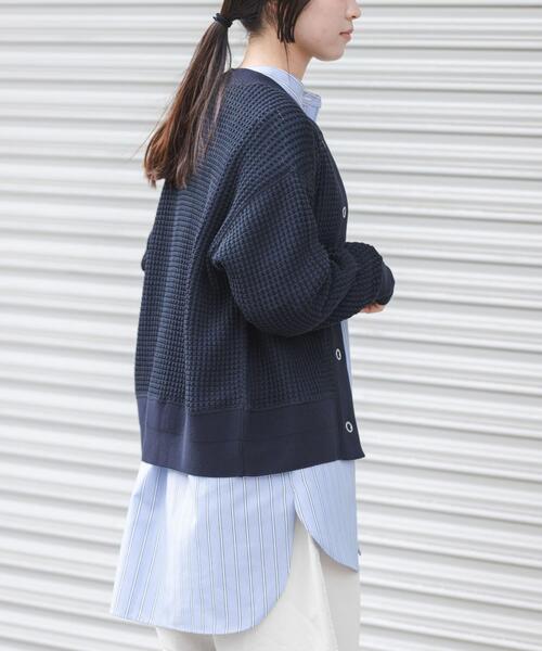 FORK&SPOON（フォークアンドスプーン）の「FORK&SPOON　ワッフルカーディガン（カーディガン/ボレロ・レディース・ベージュ/ミント/ネイビー・1）」の6枚目の写真