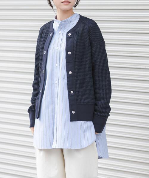 FORK&SPOON（フォークアンドスプーン）の「FORK&SPOON　ワッフルカーディガン（カーディガン/ボレロ・レディース・ベージュ/ミント/ネイビー・1）」の7枚目の写真