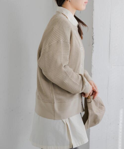 FORK&SPOON（フォークアンドスプーン）の「FORK&SPOON　ワッフルカーディガン（カーディガン/ボレロ・レディース・ベージュ/ミント/ネイビー・1）」の18枚目の写真