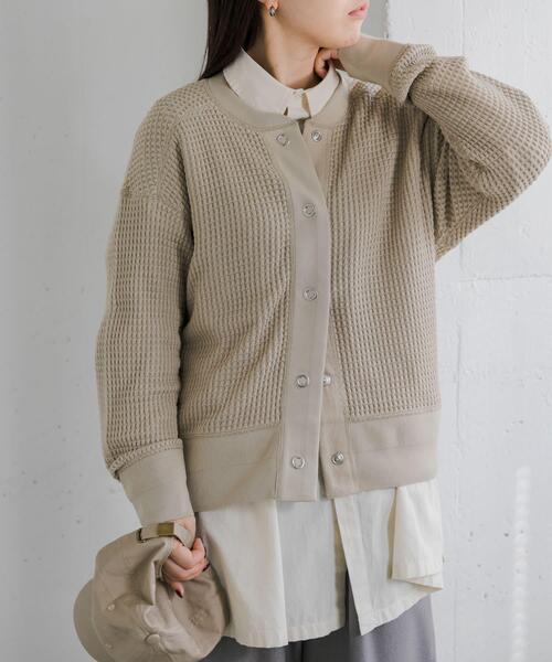 FORK&SPOON（フォークアンドスプーン）の「FORK&SPOON　ワッフルカーディガン（カーディガン/ボレロ・レディース・ベージュ/ミント/ネイビー・1）」の19枚目の写真