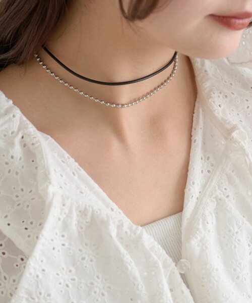 mystic（ミスティック）の「【Lara】レザーチェーンチョーカー（チョーカー・レディース・シルバー・ONE SIZE）」の4枚目の写真