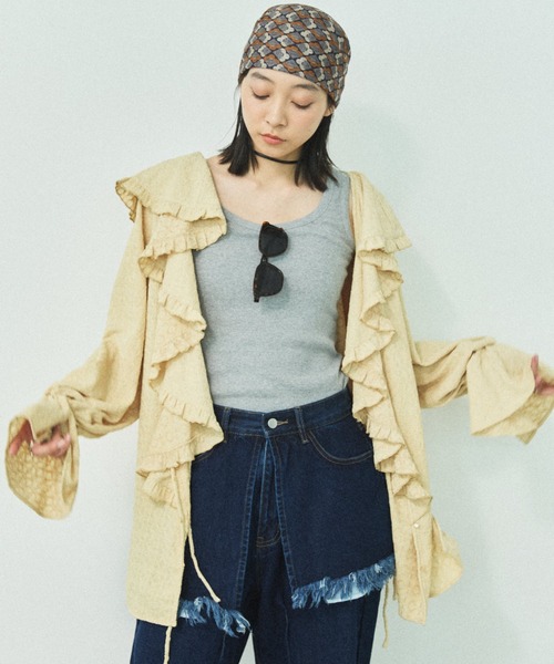 MIRROR STOKE(ミラーストーク)の「【ZOZO限定】FRILL COLLAR MULCH WAY BLOUSE/フリルカラーマルチウェイブラウス(シャツ/ブラウス・レディース・イエロー/アイボリー・MEDIUM)」の2枚目の写真