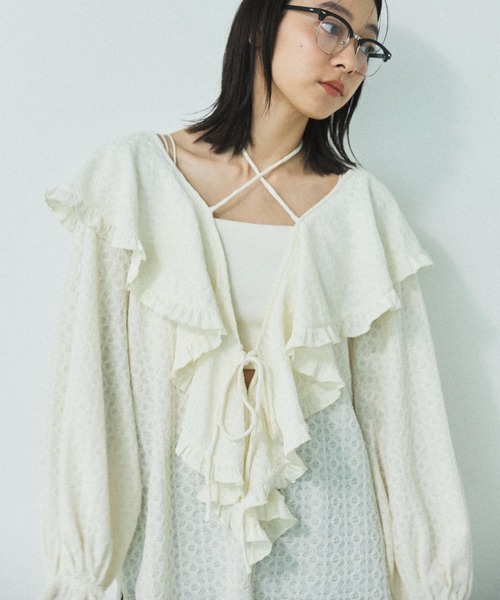 MIRROR STOKE(ミラーストーク)の「【ZOZO限定】FRILL COLLAR MULCH WAY BLOUSE/フリルカラーマルチウェイブラウス(シャツ/ブラウス・レディース・イエロー/アイボリー・MEDIUM)」の1枚目の写真