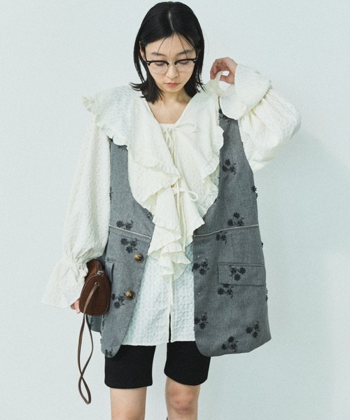 MIRROR STOKE(ミラーストーク)の「【ZOZO限定】FRILL COLLAR MULCH WAY BLOUSE/フリルカラーマルチウェイブラウス(シャツ/ブラウス・レディース・イエロー/アイボリー・MEDIUM)」の9枚目の写真