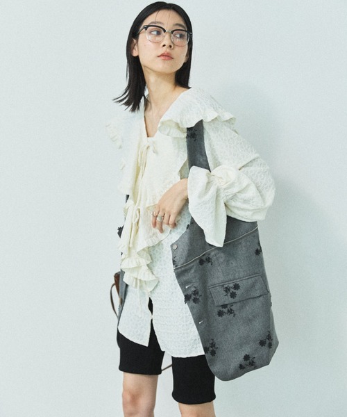 MIRROR STOKE(ミラーストーク)の「【ZOZO限定】FRILL COLLAR MULCH WAY BLOUSE/フリルカラーマルチウェイブラウス(シャツ/ブラウス・レディース・イエロー/アイボリー・MEDIUM)」の11枚目の写真