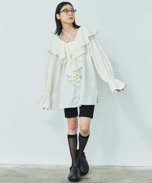 MIRROR STOKE(ミラーストーク)の「【ZOZO限定】FRILL COLLAR MULCH WAY BLOUSE/フリルカラーマルチウェイブラウス(シャツ/ブラウス・レディース・イエロー/アイボリー・MEDIUM)」の3枚目の写真