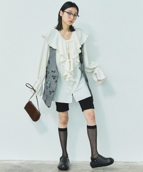 MIRROR STOKE(ミラーストーク)の「【ZOZO限定】FRILL COLLAR MULCH WAY BLOUSE/フリルカラーマルチウェイブラウス(シャツ/ブラウス・レディース・イエロー/アイボリー・MEDIUM)」の20枚目の写真
