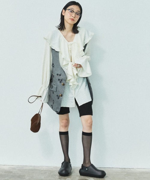 MIRROR STOKE(ミラーストーク)の「【ZOZO限定】FRILL COLLAR MULCH WAY BLOUSE/フリルカラーマルチウェイブラウス(シャツ/ブラウス・レディース・イエロー/アイボリー・MEDIUM)」の21枚目の写真