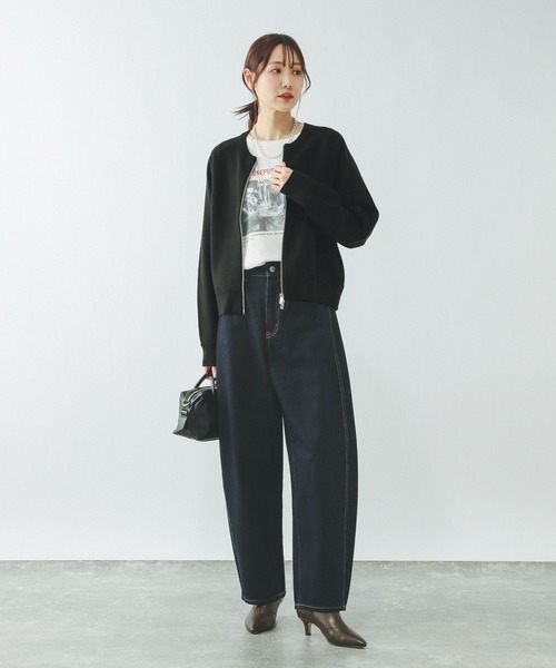 GLOBAL WORK(グローバルワーク)の「スウェットライクジップカーディガン/642682(カーディガン/ボレロ・レディース・ライトグレー/ブラウン/グレイッシュベージュ/ブラック・MEDIUM/LARGE)」の5枚目の写真