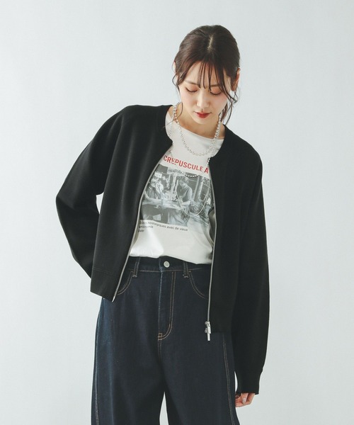 GLOBAL WORK(グローバルワーク)の「スウェットライクジップカーディガン/642682(カーディガン/ボレロ・レディース・ライトグレー/ブラウン/グレイッシュベージュ/ブラック・MEDIUM/LARGE)」の7枚目の写真