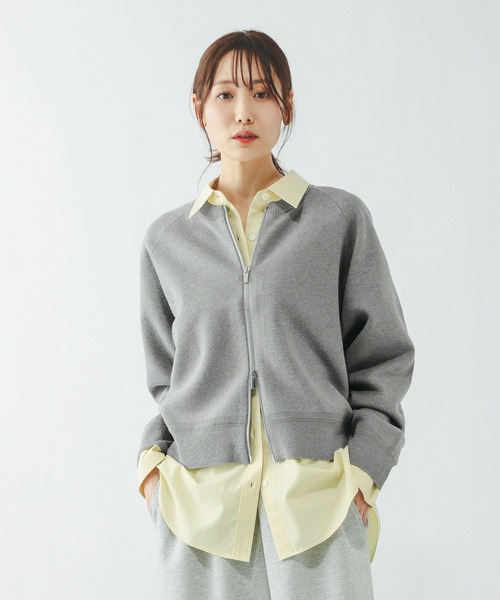 GLOBAL WORK(グローバルワーク)の「スウェットライクジップカーディガン/642682(カーディガン/ボレロ・レディース・ライトグレー/ブラウン/グレイッシュベージュ/ブラック・MEDIUM/LARGE)」の11枚目の写真