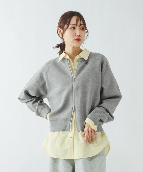 GLOBAL WORK(グローバルワーク)の「スウェットライクジップカーディガン/642682(カーディガン/ボレロ・レディース・ライトグレー/ブラウン/グレイッシュベージュ/ブラック・MEDIUM/LARGE)」の12枚目の写真