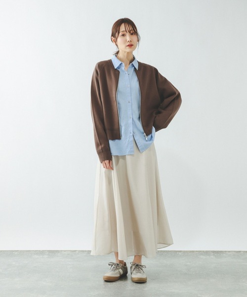 GLOBAL WORK(グローバルワーク)の「スウェットライクジップカーディガン/642682(カーディガン/ボレロ・レディース・ライトグレー/ブラウン/グレイッシュベージュ/ブラック・MEDIUM/LARGE)」の13枚目の写真