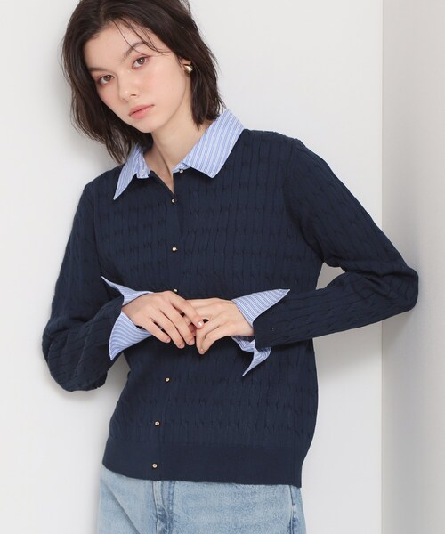 THE SHOP TK （ザ ショップ ティーケー ）の「衿付ケーブルニット（ニット/セーター・レディース・ネイビー/アイボリー/グレー・13/12）」の3枚目の写真