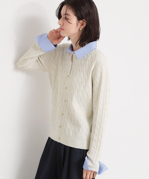 THE SHOP TK （ザ ショップ ティーケー ）の「衿付ケーブルニット（ニット/セーター・レディース・ネイビー/アイボリー/グレー・13/12）」の4枚目の写真