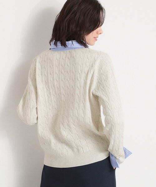 THE SHOP TK （ザ ショップ ティーケー ）の「衿付ケーブルニット（ニット/セーター・レディース・ネイビー/アイボリー/グレー・13/12）」の5枚目の写真