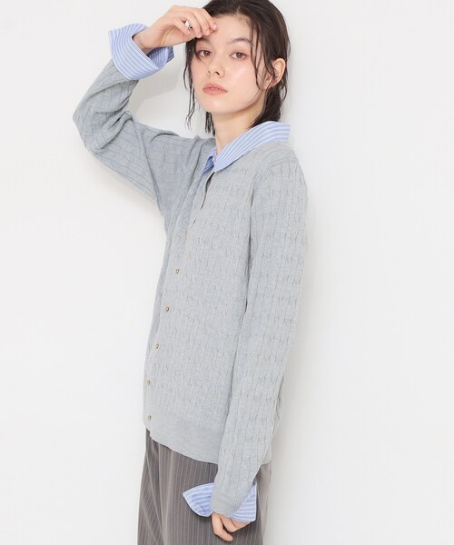 THE SHOP TK （ザ ショップ ティーケー ）の「衿付ケーブルニット（ニット/セーター・レディース・ネイビー/アイボリー/グレー・13/12）」の8枚目の写真