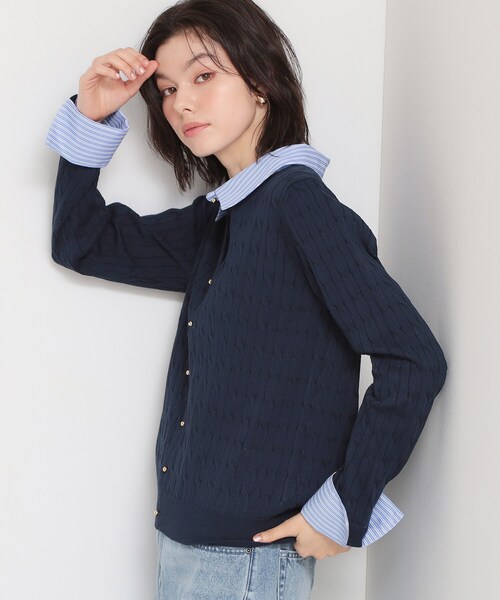 THE SHOP TK （ザ ショップ ティーケー ）の「衿付ケーブルニット（ニット/セーター・レディース・ネイビー/アイボリー/グレー・13/12）」の12枚目の写真