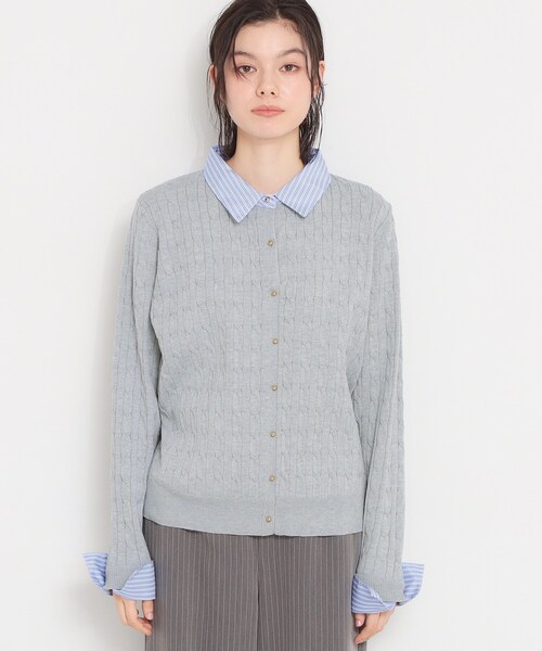 THE SHOP TK （ザ ショップ ティーケー ）の「衿付ケーブルニット（ニット/セーター・レディース・ネイビー/アイボリー/グレー・13/12）」の16枚目の写真