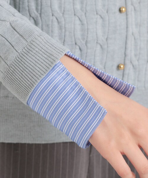 THE SHOP TK （ザ ショップ ティーケー ）の「衿付ケーブルニット（ニット/セーター・レディース・ネイビー/アイボリー/グレー・13/12）」の21枚目の写真