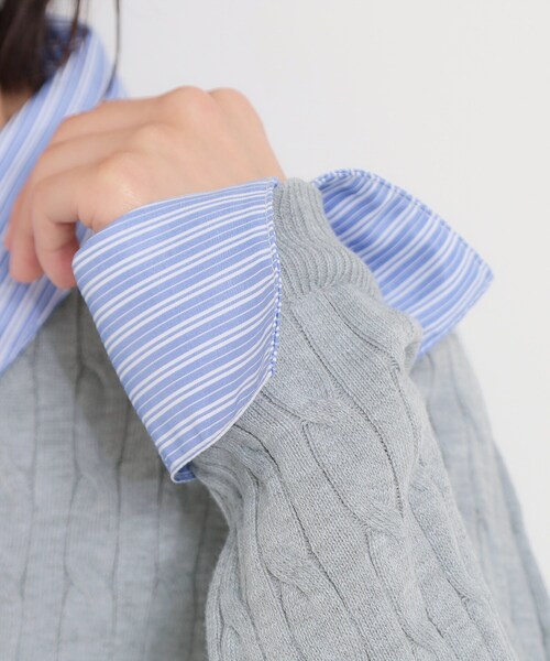 THE SHOP TK （ザ ショップ ティーケー ）の「衿付ケーブルニット（ニット/セーター・レディース・ネイビー/アイボリー/グレー・13/12）」の22枚目の写真