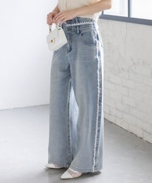 clear | 【低身長対応／サイズ展開あり】サイドレースストレートデニムパンツ(デニムパンツ)