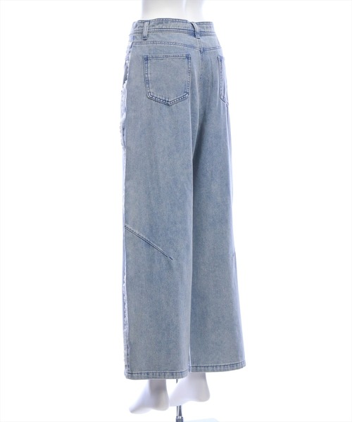 clear（クリア）の「サイドレースワイドデニムパンツ[カジュアル 着回し抜群 大人 ガーリー]≪新作≫（デニムパンツ・レディース・ライトブルー/ブルー・M/S/PS）」の11枚目の写真