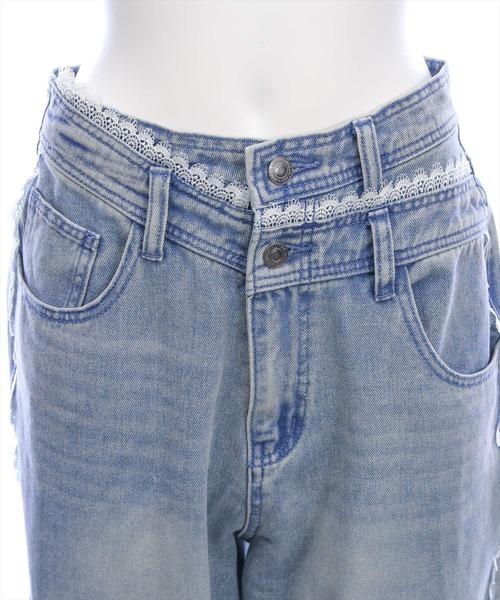 clear（クリア）の「サイドレースワイドデニムパンツ[カジュアル 着回し抜群 大人 ガーリー]≪新作≫（デニムパンツ・レディース・ライトブルー/ブルー・M/S/PS）」の14枚目の写真
