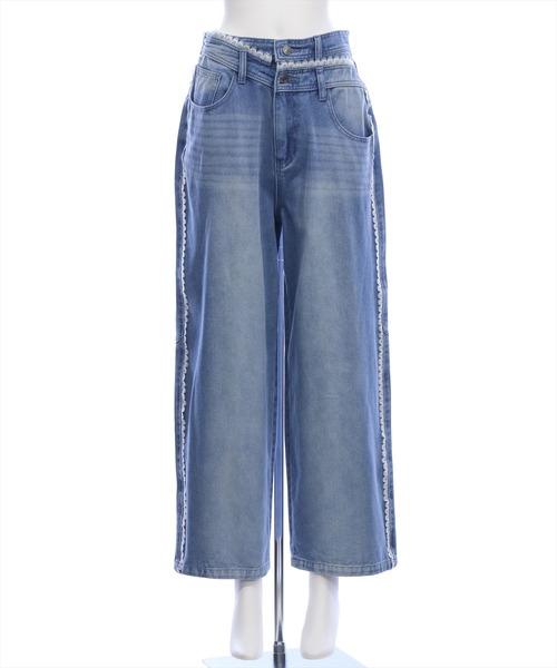 clear（クリア）の「サイドレースワイドデニムパンツ[カジュアル 着回し抜群 大人 ガーリー]≪新作≫（デニムパンツ・レディース・ライトブルー/ブルー・M/S/PS）」の21枚目の写真