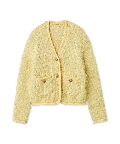 Mila Owen（ミラオーウェン）の「ニットツイードジャケット（ノーカラージャケット・レディース・イエロー/ベージュ/ブルー/アイボリー・1/0）」の4枚目の写真