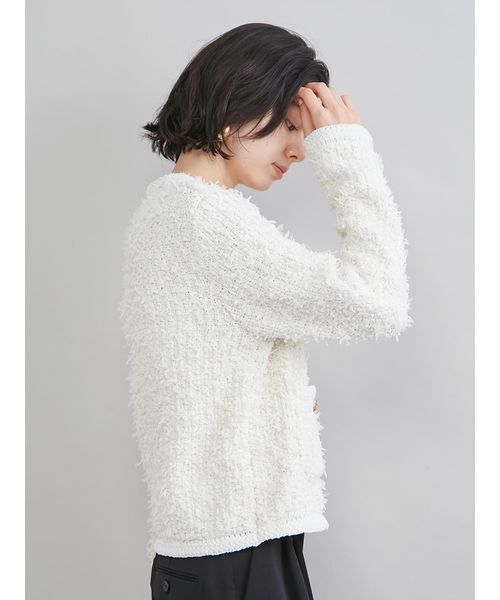 Mila Owen（ミラオーウェン）の「ニットツイードジャケット（ノーカラージャケット・レディース・イエロー/ベージュ/ブルー/アイボリー・1/0）」の8枚目の写真