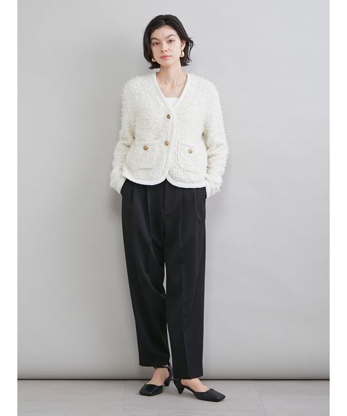 Mila Owen（ミラオーウェン）の「ニットツイードジャケット（ノーカラージャケット・レディース・イエロー/ベージュ/ブルー/アイボリー・1/0）」の16枚目の写真