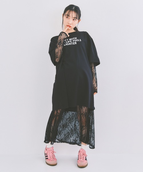 COLORME(カラーミー)の「【セット】Tシャツ&シアーレースワンピース(ワンピース・レディース・ホワイト/ブラック・FREE)」の11枚目の写真