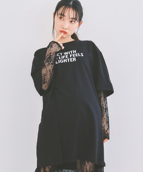 COLORME(カラーミー)の「【セット】Tシャツ&シアーレースワンピース(ワンピース・レディース・ホワイト/ブラック・FREE)」の20枚目の写真