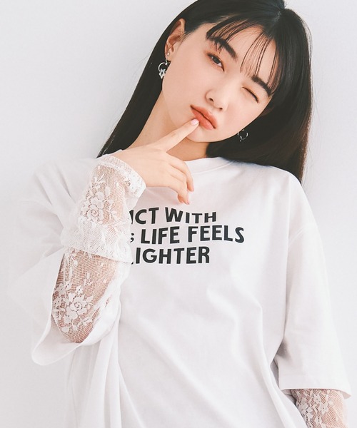 COLORME(カラーミー)の「【セット】Tシャツ&シアーレースワンピース(ワンピース・レディース・ホワイト/ブラック・FREE)」の6枚目の写真