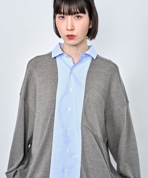 Nora Lily（ノラリリー）の「【Nora Lily】Stripe and Cut Sew Combination Shirt（シャツ/ブラウス・メンズ・ブラック/ネイビー/グレー・FREE）」の22枚目の写真