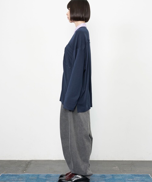 Nora Lily（ノラリリー）の「【Nora Lily】Stripe and Cut Sew Combination Shirt（シャツ/ブラウス・メンズ・ブラック/ネイビー/グレー・FREE）」の5枚目の写真