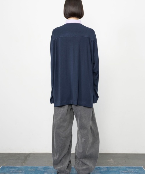 Nora Lily（ノラリリー）の「【Nora Lily】Stripe and Cut Sew Combination Shirt（シャツ/ブラウス・メンズ・ブラック/ネイビー/グレー・FREE）」の6枚目の写真