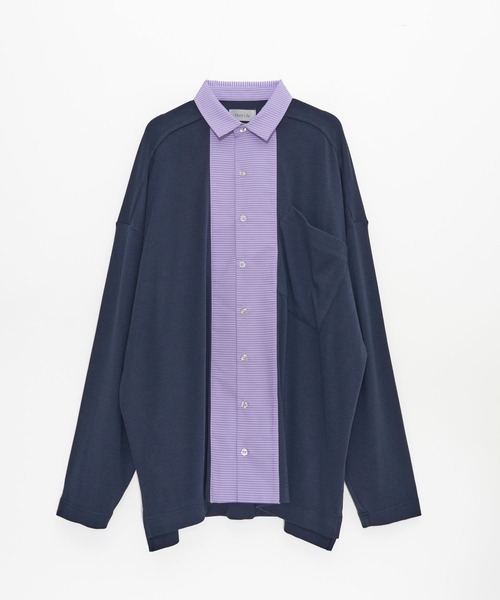 Nora Lily（ノラリリー）の「【Nora Lily】Stripe and Cut Sew Combination Shirt（シャツ/ブラウス・メンズ・ブラック/ネイビー/グレー・FREE）」の7枚目の写真