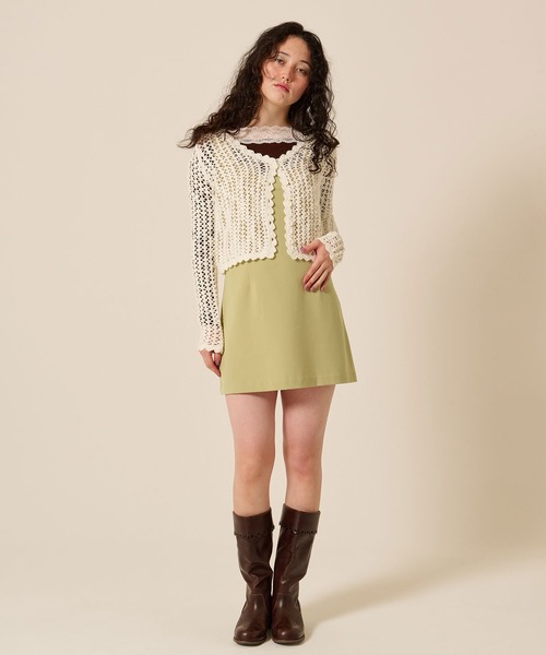 TINA：JOJUN（ティーナジョジュン）の「Uネック ミニ ジャンスカ TINA：JOJUN（ジャンパースカート・レディース・ブラウン系その他/カーキ・M/S）」の5枚目の写真