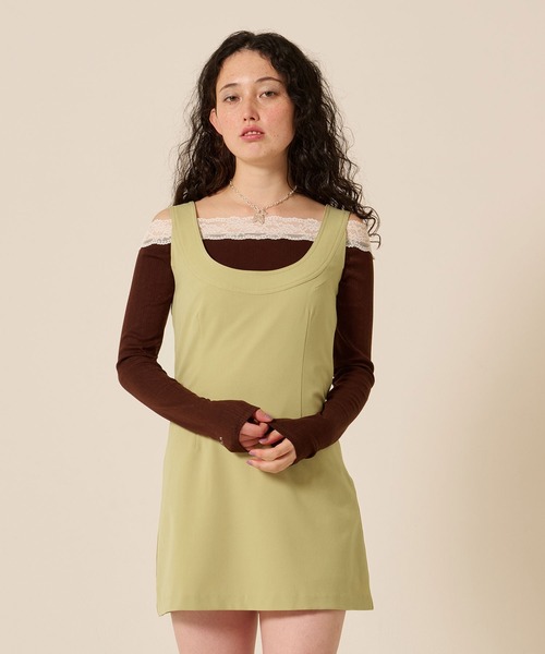 TINA：JOJUN（ティーナジョジュン）の「Uネック ミニ ジャンスカ TINA：JOJUN（ジャンパースカート・レディース・ブラウン系その他/カーキ・M/S）」の7枚目の写真