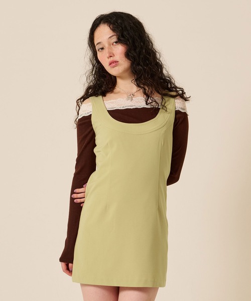 TINA：JOJUN（ティーナジョジュン）の「Uネック ミニ ジャンスカ TINA：JOJUN（ジャンパースカート・レディース・ブラウン系その他/カーキ・M/S）」の8枚目の写真