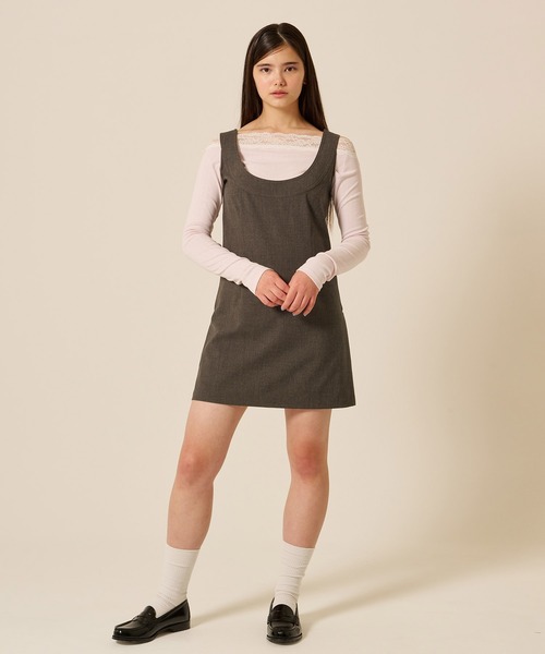 TINA：JOJUN（ティーナジョジュン）の「Uネック ミニ ジャンスカ TINA：JOJUN（ジャンパースカート・レディース・ブラウン系その他/カーキ・M/S）」の10枚目の写真