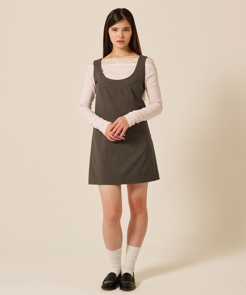 TINA：JOJUN（ティーナジョジュン）の「Uネック ミニ ジャンスカ TINA：JOJUN（ジャンパースカート・レディース・ブラウン系その他/カーキ・M/S）」の12枚目の写真