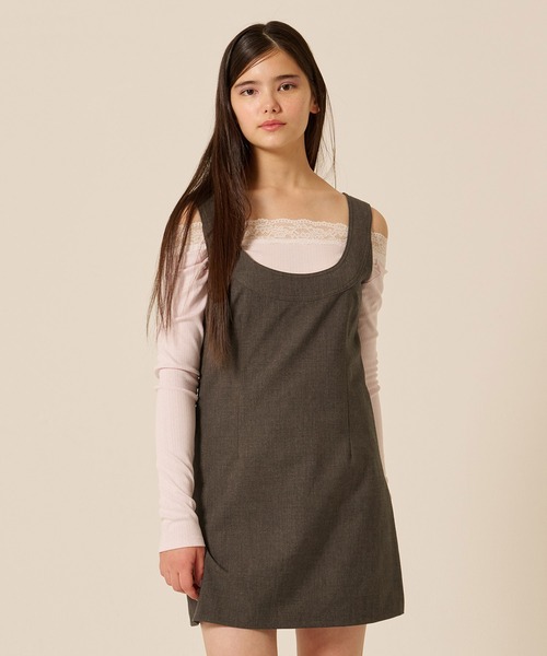 TINA：JOJUN（ティーナジョジュン）の「Uネック ミニ ジャンスカ TINA：JOJUN（ジャンパースカート・レディース・ブラウン系その他/カーキ・M/S）」の14枚目の写真