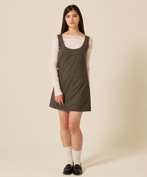 TINA：JOJUN（ティーナジョジュン）の「Uネック ミニ ジャンスカ TINA：JOJUN（ジャンパースカート・レディース・ブラウン系その他/カーキ・M/S）」の18枚目の写真