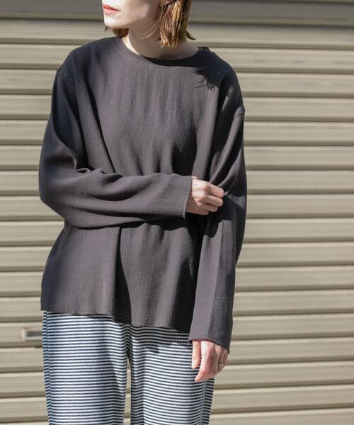 FORK&SPOON（フォークアンドスプーン）の「FORK&SPOON　メッシュロングスリーブプルオーバー（Tシャツ/カットソー・レディース・アイボリー/ブラック/チャコールグレー・1）」の3枚目の写真